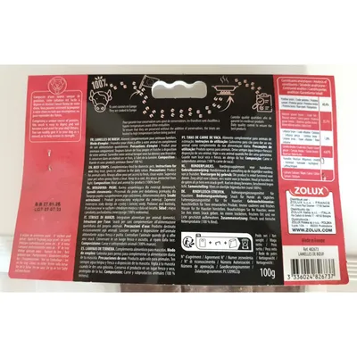 zolux - Friandises 4 lamelles de bœuf 100 g pour chien