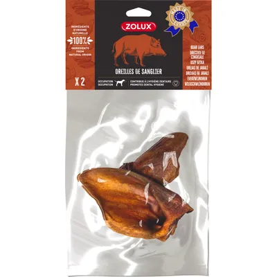 zolux - Oreilles de sanglier 2 pièces 52 g friandises pour chien zolux - Oreilles de sanglier 2 pièces 52 g friandises pour chien