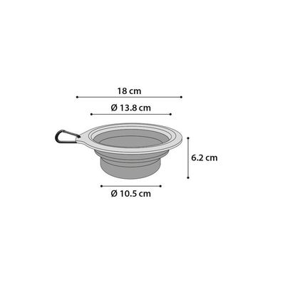 Gamelle de transport BUBO 625 ml. pour chien. couleur / gris.