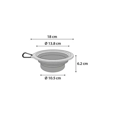 Gamelle de transport BUBO 625 ml. pour chien. couleur / gris.