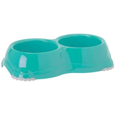 Une gamelle double 2 x 330 ml Leno hawai couleur aléatoire pour chien ou ch
