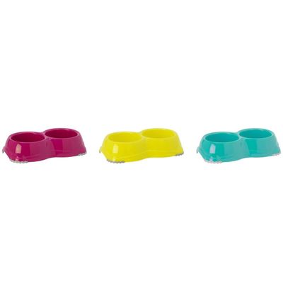 Une gamelle double 2 x 330 ml Leno hawai couleur aléatoire pour chien ou ch