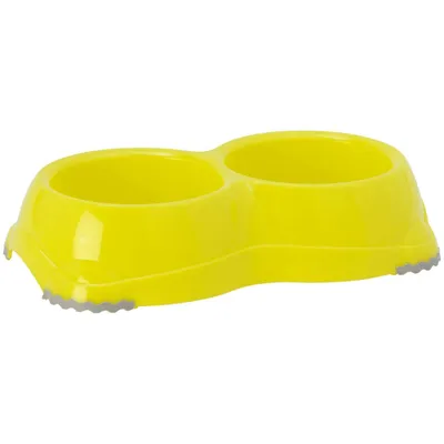 Une gamelle double 2 x 330 ml Leno hawai couleur aléatoire pour chien ou ch