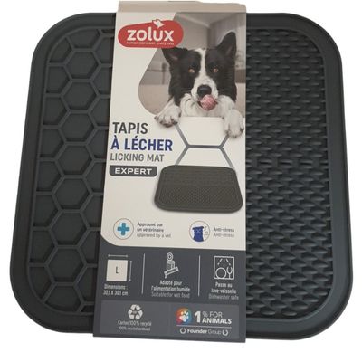 Tapis à lécher L silicone ventouse 30 x 30 cm gris pour chien