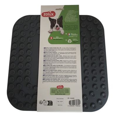 Tapis à lécher L silicone ventouse 30 x 30 cm gris pour chien