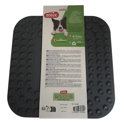 Tapis à lécher L silicone ventouse 30 x 30 cm gris pour chien