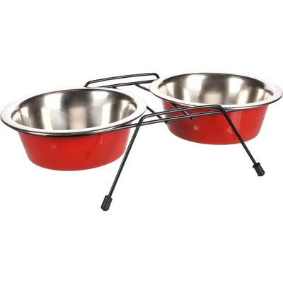 Flamingo - Ecuelle duo ø 16 cm. 800 ml. avec support Arjun. M . pour chien