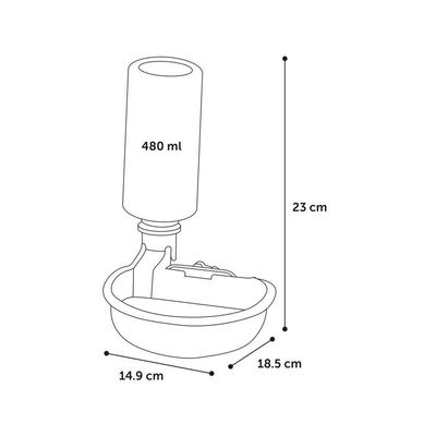 Gamelle d'eau a fixer sur cage métal, anti débordement, 480 ml, pour chien