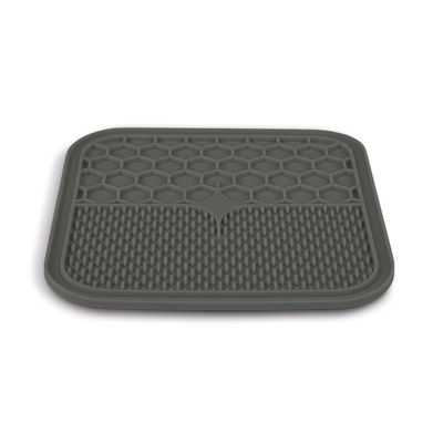 Tapis à lécher M silicone ventouse 21 x 21 cm gris pour chien