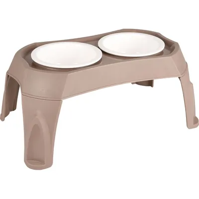 animallparadise - Gamelle double sur pieds MANGI taupe 2 x 675 ml pour chie animallparadise - Gamelle double sur pieds MANGI taupe 2 x 675 ml pour chie