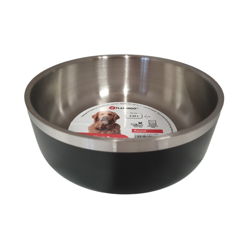 Flamingo - Gamelle pour eau ou nourriture a double paroi ø22 cm 2,25 litre