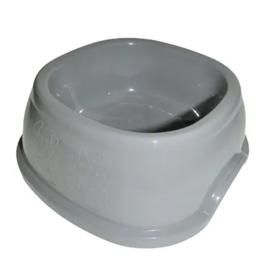 Ecuelle carrée 2 litres, gris en plastique, pour chien