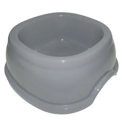 Ecuelle carrée 2 litres, gris en plastique, pour chien