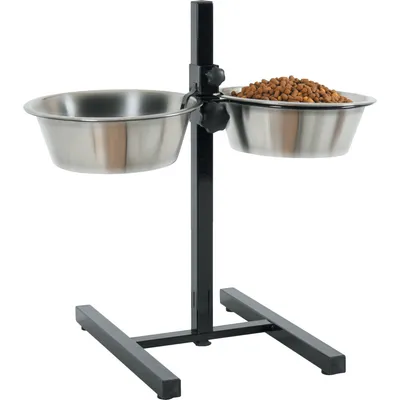 Support double pour gamelles hauteur max 46 cm pour chien