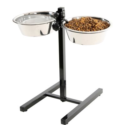 Support double pour gamelles hauteur max 46 cm pour chien