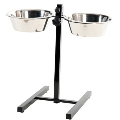 Support double pour gamelles hauteur max 46 cm pour chien