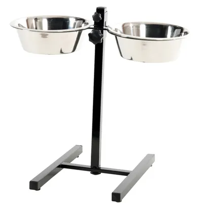 Support double pour gamelles hauteur max 46 cm pour chien