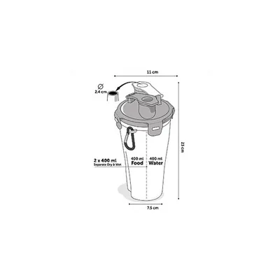 FLAMINGO Bol d'eau de voyage 2 en 1 pour animaux Trinka Bleu et gris