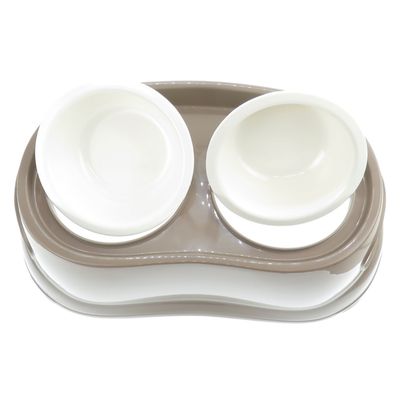 Gamelle double surélevé, 2 x 675 ml, longueur 48 cm, hauteur 17 cm, pour ch
