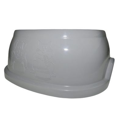 Ecuelle carrée 1 litre, gris en plastique, pour chien