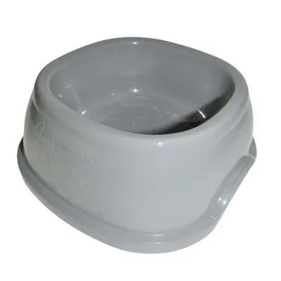 Ecuelle carrée 1 litre, gris en plastique, pour chien