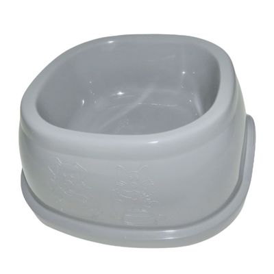 Ecuelle carrée 1 litre, gris en plastique, pour chien