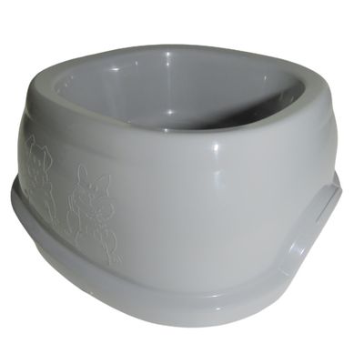 Ecuelle carrée 600 ml, gris en plastique, pour chat et chien
