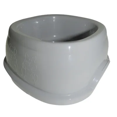 Ecuelle carrée 600 ml, gris en plastique, pour chat et chien