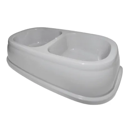 animallparadise - Ecuelle double bol 2 x 400 ml, gris en plastique, pour ch