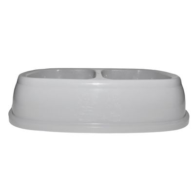 Ecuelle double bol 2 x 400 ml, gris en plastique, pour chien