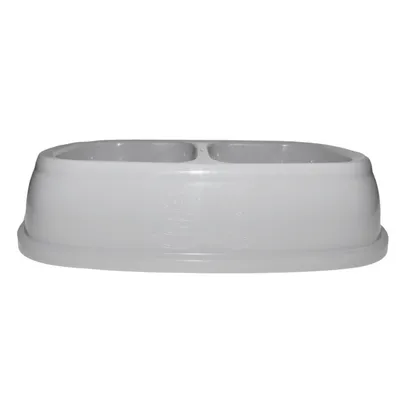 Ecuelle double bol 2 x 400 ml, gris en plastique, pour chien