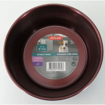 zolux - Ecuelle inox 1.1l ø 17 cm couleur bordeaux pour chien zolux - Ecuelle inox 1.1l ø 17 cm couleur bordeaux pour chien