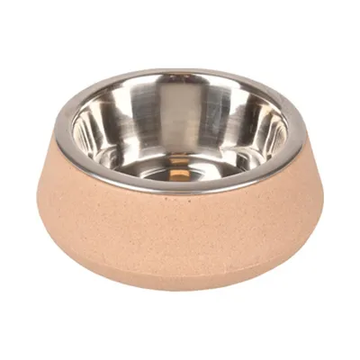 Gamelle avec écuelle en inox Rimboé 470 ml  anti-dérapant couleur taupe. po