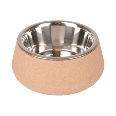 Gamelle avec écuelle en inox Rimboé 470 ml  anti-dérapant couleur taupe. po