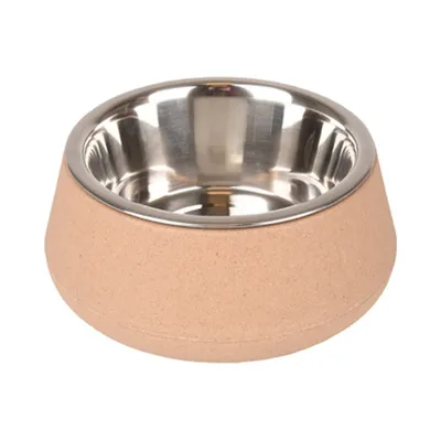 Gamelle avec écuelle en inox Rimboé 470 ml  anti-dérapant couleur taupe. po