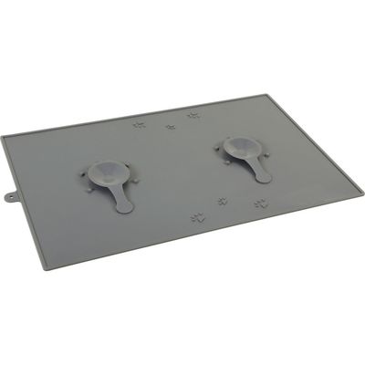 Tapis écuelle silicone ventouse 48 x 30 cm gris pour chien