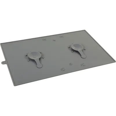Tapis écuelle silicone ventouse 48 x 30 cm gris pour chien