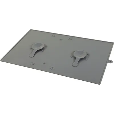 Tapis écuelle silicone ventouse 48 x 30 cm gris pour chien
