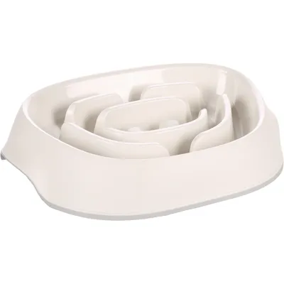 Gamelle anti glouton ovale blanche pour chien