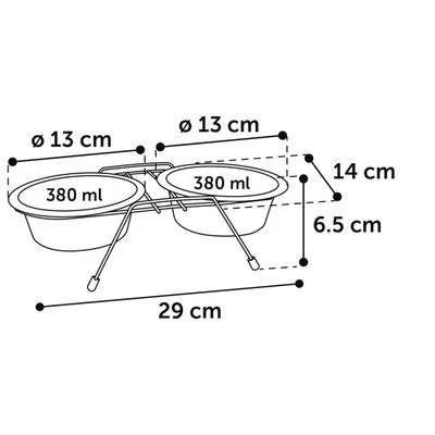Flamingo - Ecuelle duo ø 13 cm 380 ml avec support Arjun  S pour chien