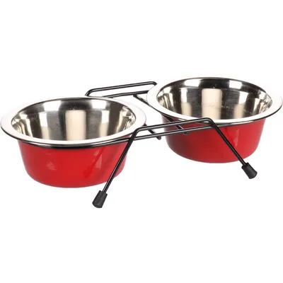 Flamingo - Ecuelle duo ø 13 cm 380 ml avec support Arjun  S pour chien