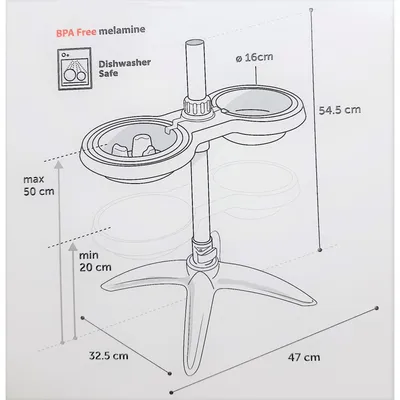 Support et gamelles mélamine . taille S. 600 et 800 ml. pour chiens.