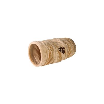 Tunnel de jeu, peluche beige ø 22 × 60 cm pour Chat