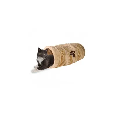 Tunnel de jeu, peluche beige ø 22 × 60 cm pour Chat