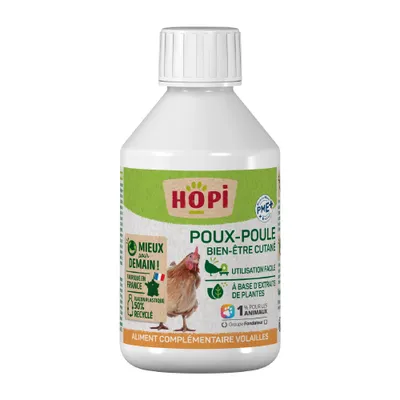 HOPI Poux Poule 250 ML - Lutte Infestation de Poux Rouges pour Volailles HOPI Poux Poule 250 ML - Lutte Infestation de Poux Rouges pour Volailles
