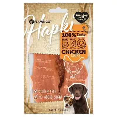 Flamingo - Friandise filet de poulet Hapki BBQ 85 g sans gluten pour chien