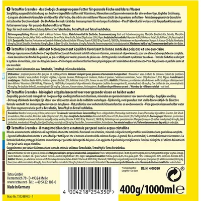 Min Granules alimentation pour poissons d'ornement 400g/1 litre
