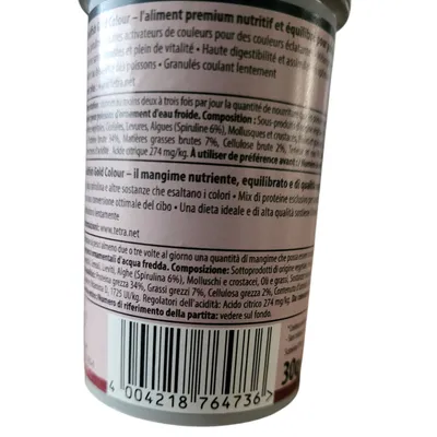 Goldfish Gold Couleur 30g - 100ml Aliment complet pour les poissons