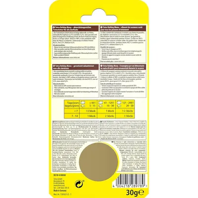 Tetra - Holiday menu  30g Aliment pour les poissons tropicaux