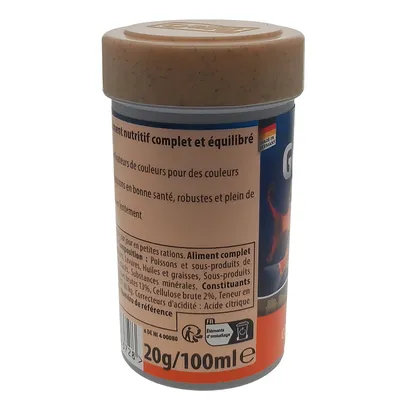 Goldfish Flocons couleur 20g - 100ml Aliment complet pour les poissons roug